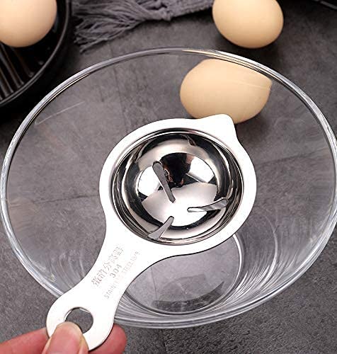 KASQUE Stainless Steel Egg Slicer Boiled Egg Slicer Fruit Slicer Egg Yolk White Separator Egg Strainer Spoon Set of 2 - Image 2