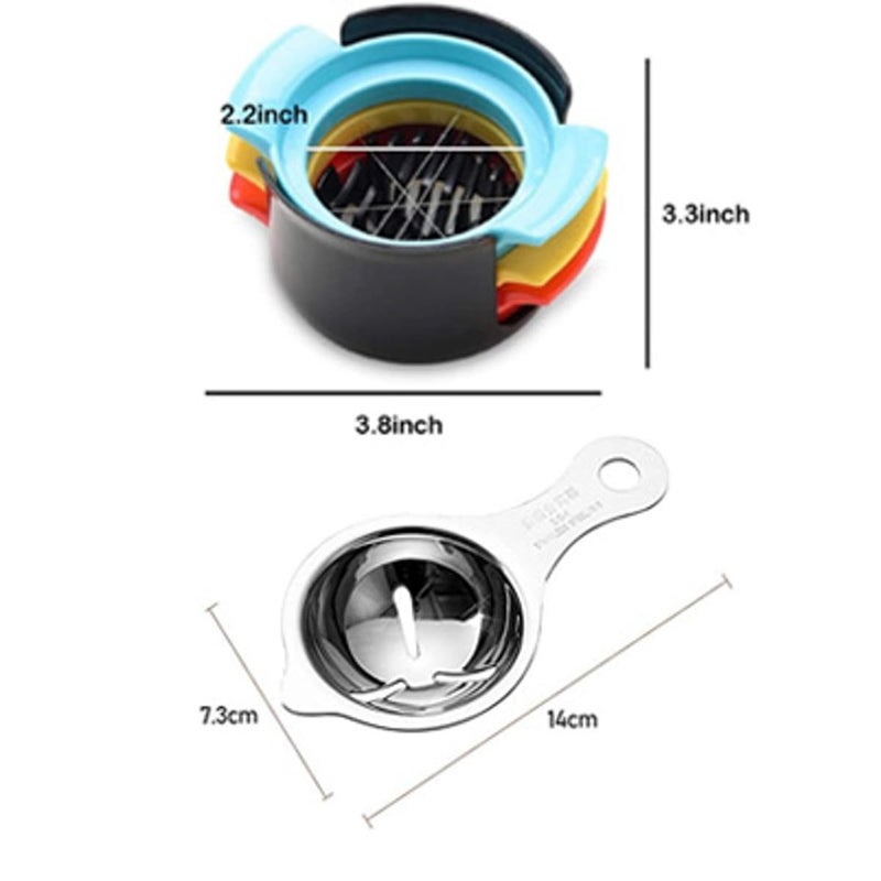 KASQUE Stainless Steel Egg Slicer Boiled Egg Slicer Fruit Slicer Egg Yolk White Separator Egg Strainer Spoon Set of 2 - Image 3