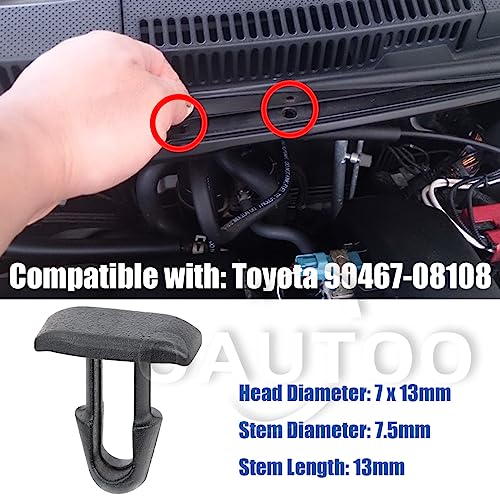OAUTOO 30pcs Cowl Cover Retainer Belt Weatherstrip Retainer Clips 90467-08108 for Toyota Scion tC xA 4Runner Corolla FJ Cruiser Highlander Matrix Mirai Prius Sienna Lexus ES GS is LC LS LX RC 1998-On - Image 3