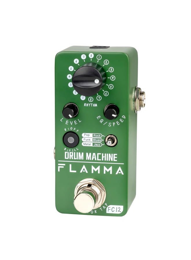 FLAMMA FC12 Drum Machine Guitar Pedal Drum Pedal with Real-Time FILL Function, Guitar Effect Pedal with 48 Drum Grooves 6 Music Styles & Tap Tempo EQ Presets, 44.1kHz/24Bit Mini Pedal - Image 1