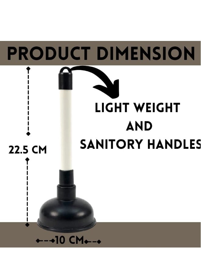 Powerful Sink Plunger Heavy Duty Sink Unblocker plumbing tools with 22.5cm (9 inch) Handle and 10cm (4 inch) Rubber Suction Cup for,Toilet,Kitchen Sink,Shower and Drain Unblocker, White/Black - Image 2