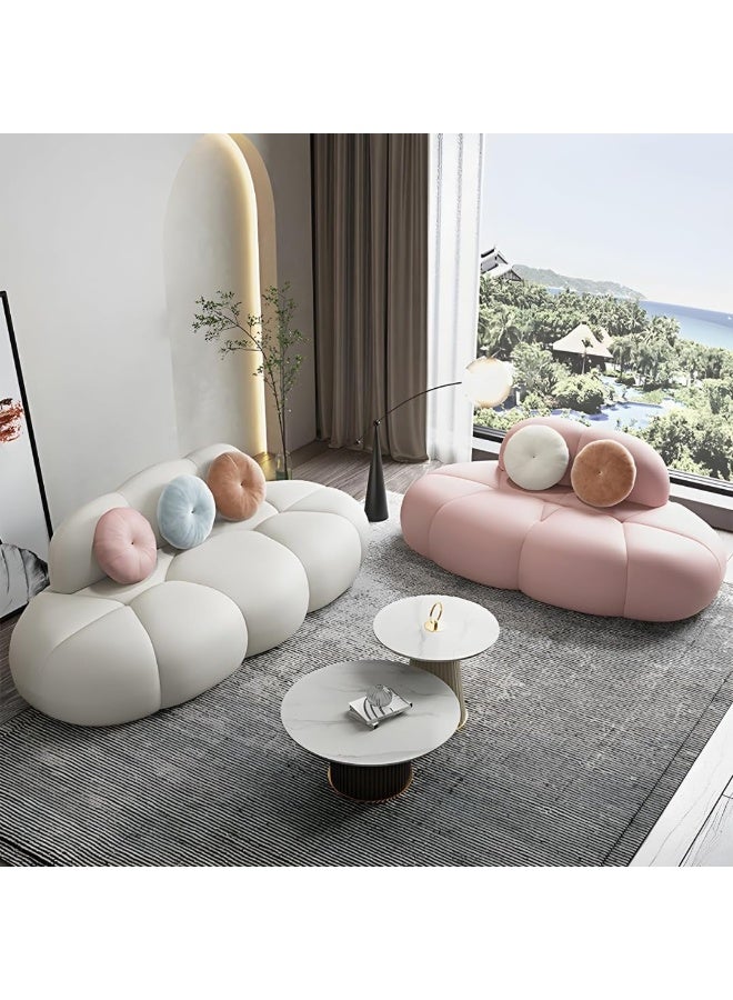 Comfynest Comfynest Contemporary Living Room Sofa - Armless Design, Plush Cushions, Durable Cotton Upholstery, 210 x 95 x 73 cm (Pink/White, Large) 