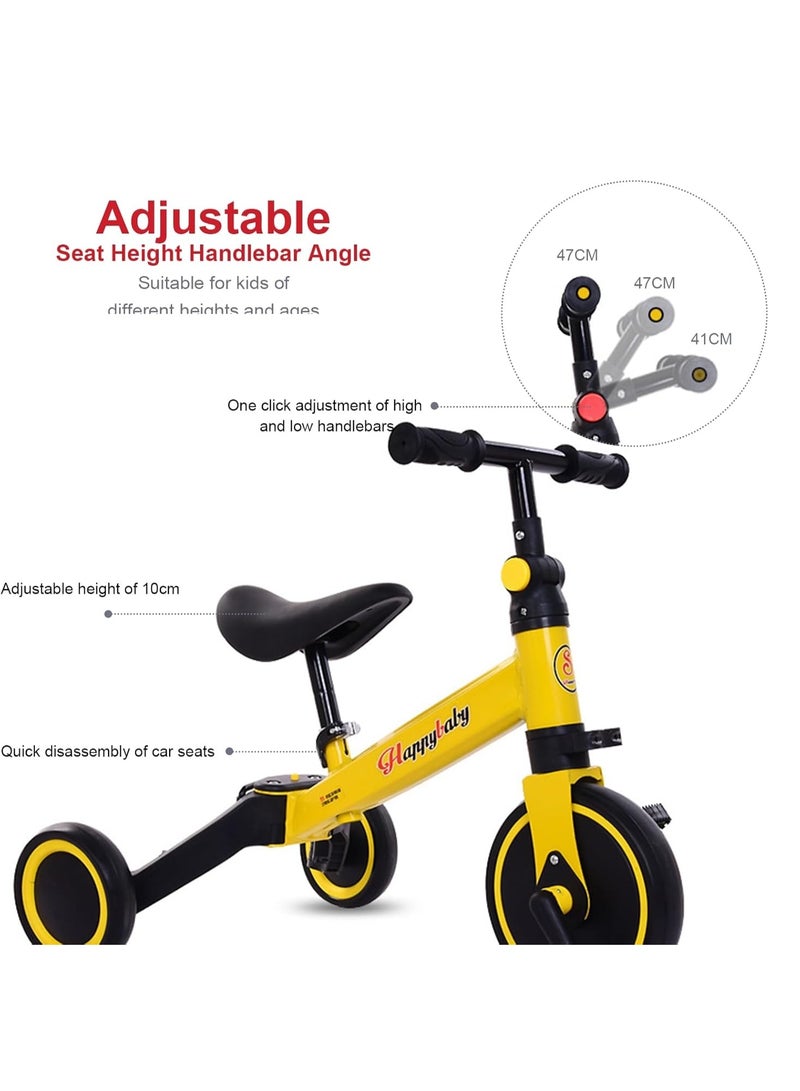 Kimaya 3-in-1 Baby Tricycle with 3 Wheels, Kids Pedal Tricycle for 1-4 Years Old, Toddler Tricycle for Indoor-Outdoor, Balance Bike with Removable Pedal for Boys and Girls (Yellow)  - Image 5