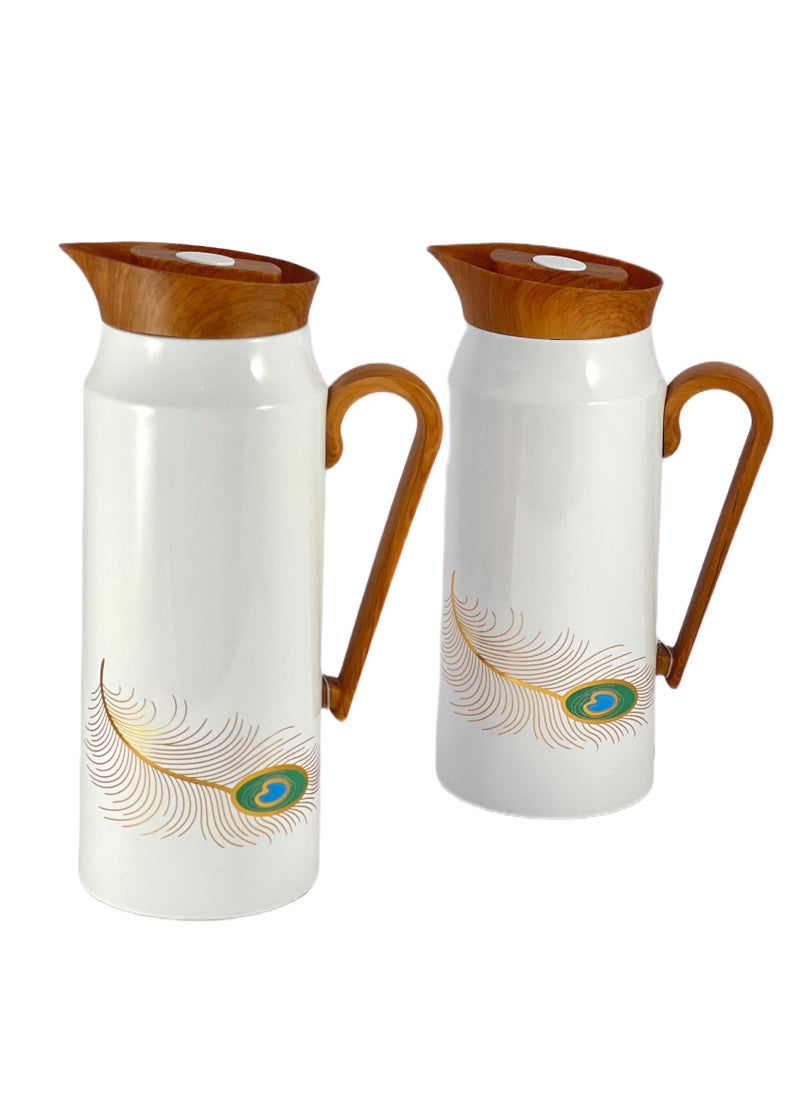 Home Maker 2-Piece Thermal Flask Set – 0.75L & 1L – Stainless Steel Exterior with Inner Glass Insulation  - Image 1