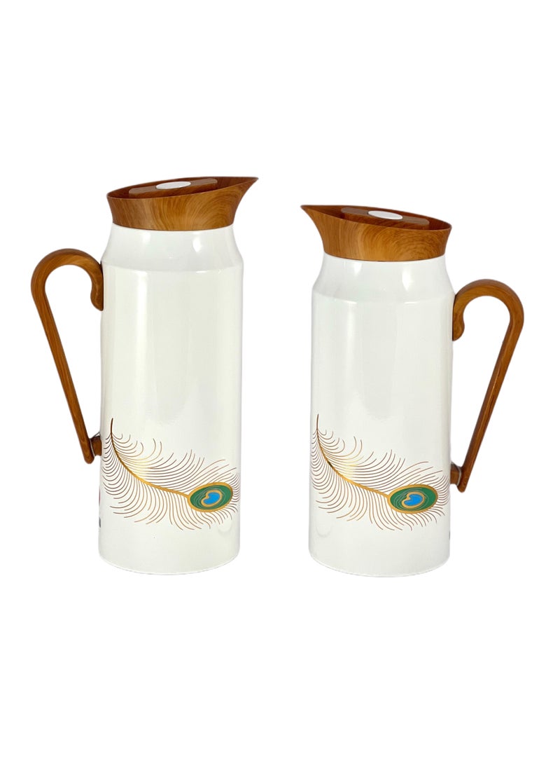 Home Maker 2-Piece Thermal Flask Set – 0.75L & 1L – Stainless Steel Exterior with Inner Glass Insulation  - Image 2