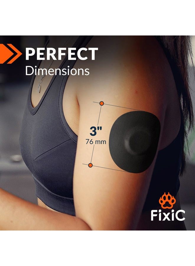 Fixic Freestyle Adhesive Patch 25 PCS – Good for Libre 1, 2, 3 & Plus – Enlite – Guardian – NO Glue in The Center of The Patch – Pre-Cut Back Paper – Long Fixation for Your Sensor! (Black) - Image 3