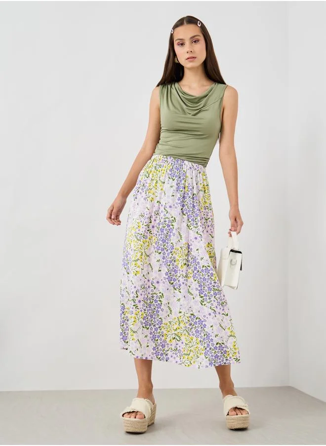 Take Two Take Two All-Over Floral Print A-Line Midi Skirt