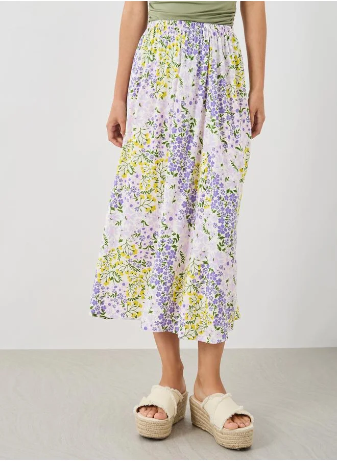 Take Two Take Two All-Over Floral Print A-Line Midi Skirt