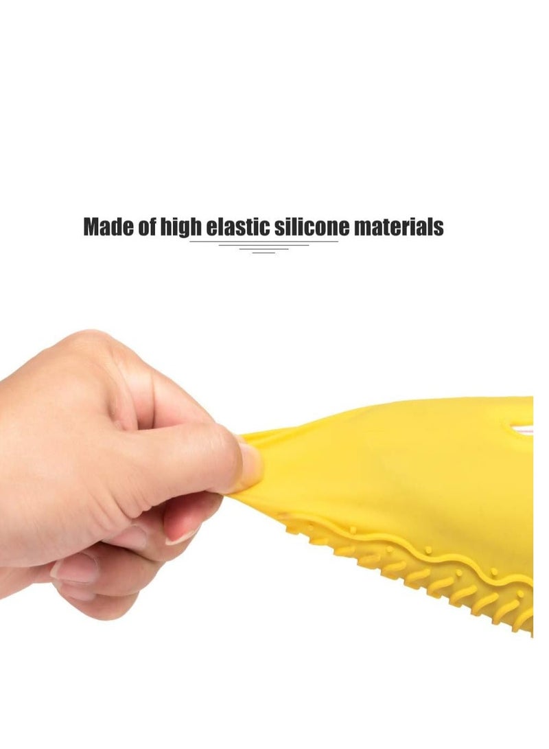 SYOSI أغطية أحذية المطر قابلة لإعادة الاستخدام قابلة للطي غير قابلة للانزلاق مع سحاب مقاومة للأحذية غير القابلة للانزلاق قابلة للغسل للرجال والنساء باللون الأصفر - Image 5