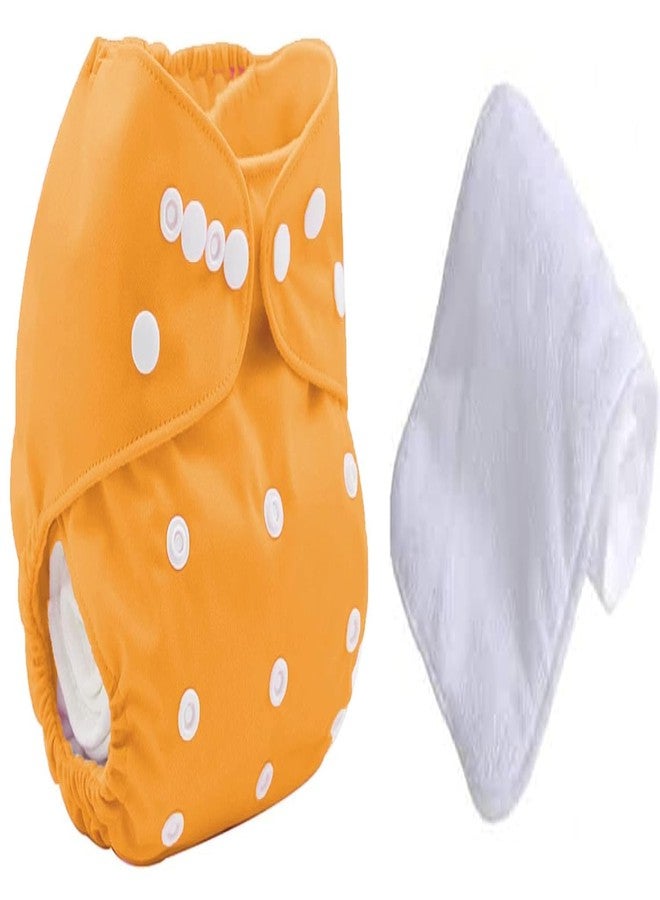 Kritiu Adjustable Reusable Washable Cloth Diaper With Insert Pad for Baby Girls & Boys | Eco-Friendly & Soft | One-Size Fits All | Ideal for Newborns to Toddlers | Orange-1, Set of 2 - Image 1