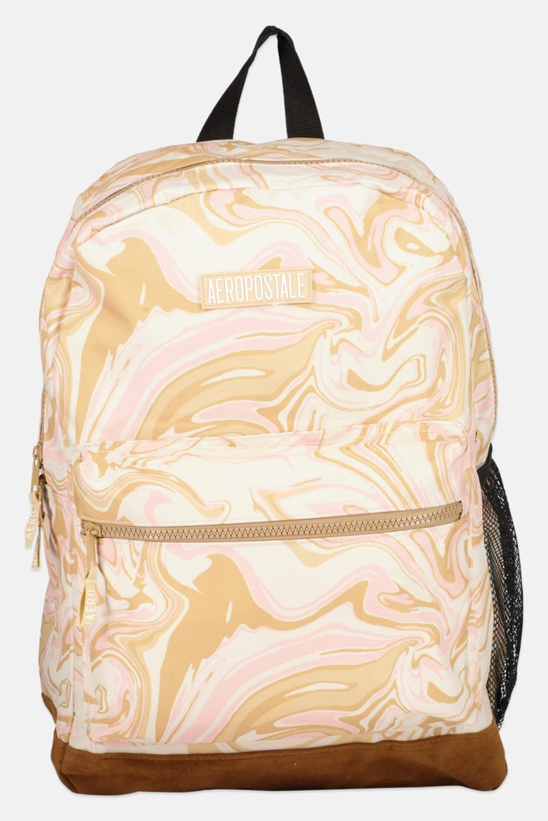 Women Textured Brand Logo Bag Pack 44 H x 32 L x 14 W cm, Beige