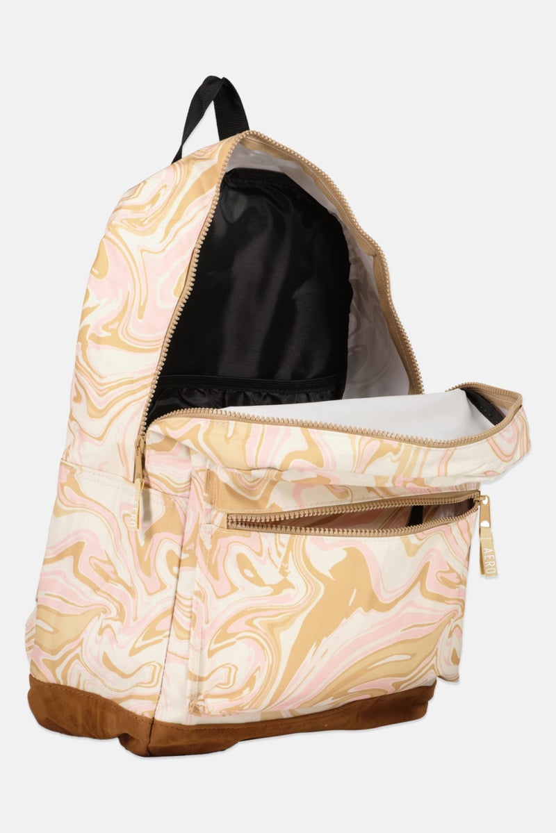 Women Textured Brand Logo Bag Pack 44 H x 32 L x 14 W cm, Beige