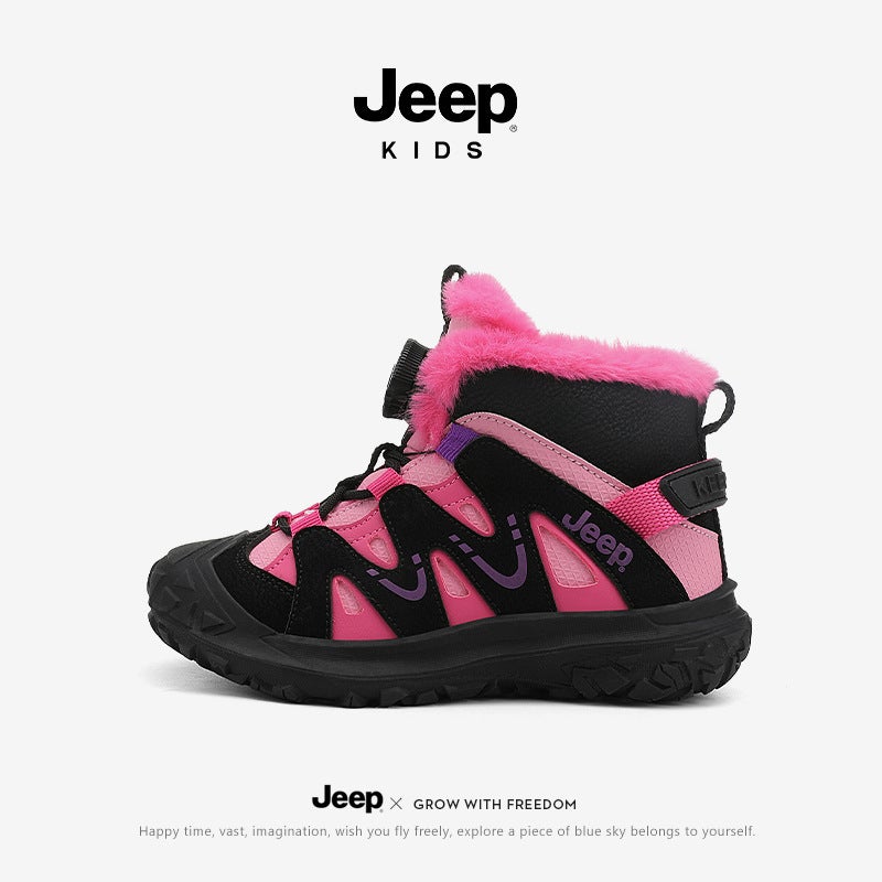 Jeep Snow Boots Winter Girls' Large Cotton Shoes Outdoor Fleece-Lined Thickened Northeast Warm Waterproof Cotton Shoes - Image 1