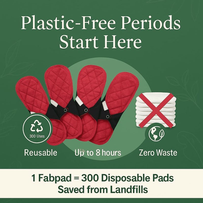 Fabpad Reusable Washable Sanitary Cloth Pads Napkins Eco-Friendly Menstrual Hygiene Solutions (Pack of 4,Maxi) - Image 4