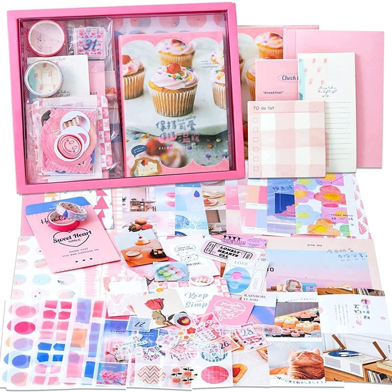 CESITRA Journal Scrapbook Kit | Vintage Aesthetic Scrapbook Kit | Journal Supplies with Scrapbooking Paper Birthday Craft Gift | Scrapbook for Kids Girl (Pink Ice - Cream Scrapbook) - Image 1