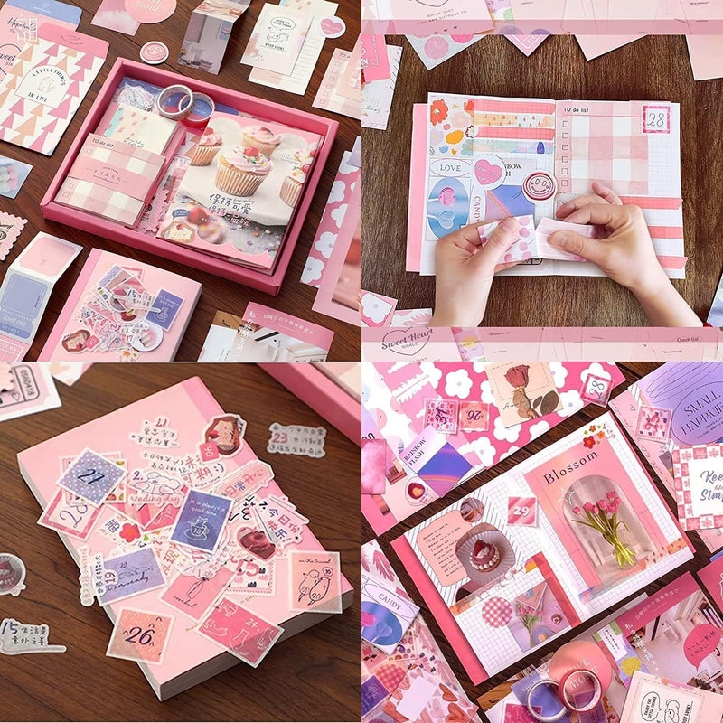 CESITRA Journal Scrapbook Kit | Vintage Aesthetic Scrapbook Kit | Journal Supplies with Scrapbooking Paper Birthday Craft Gift | Scrapbook for Kids Girl (Pink Ice - Cream Scrapbook) - Image 5