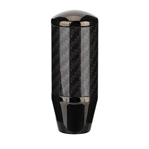 Aramox Universal Shift Knob, Aluminum Alloy Black Carbon Fiber Car Auto Manual Gear Shift Stick Knob Head Shifter - Image 1