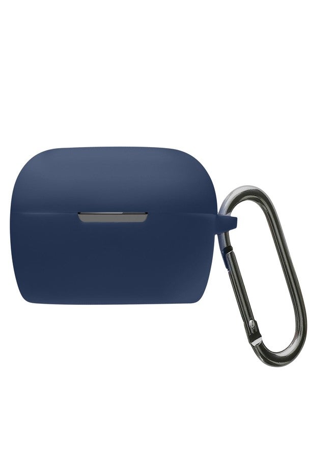 kwmobile Silicone Cover Compatible with Bose QuietComfort Earbuds - Case Cover Stick-On Skin with Clip - Dark Blue - Image 1