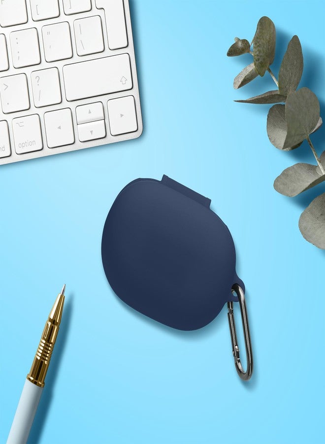 kwmobile Silicone Cover Compatible with Bose QuietComfort Earbuds - Case Cover Stick-On Skin with Clip - Dark Blue - Image 4