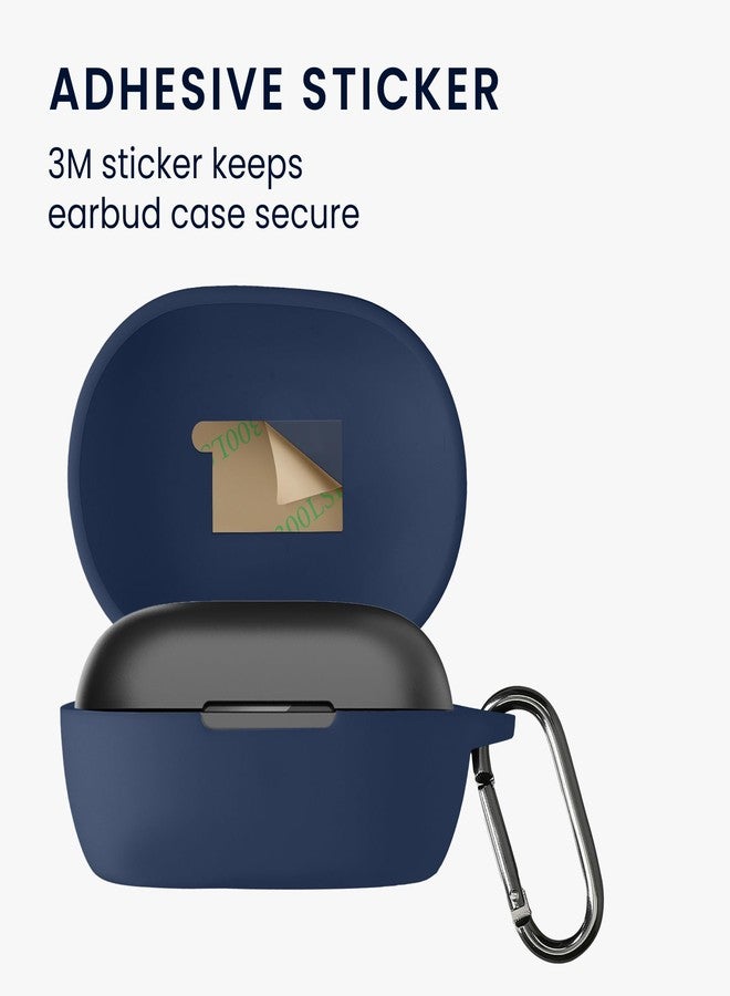 kwmobile Silicone Cover Compatible with Bose QuietComfort Earbuds - Case Cover Stick-On Skin with Clip - Dark Blue - Image 3