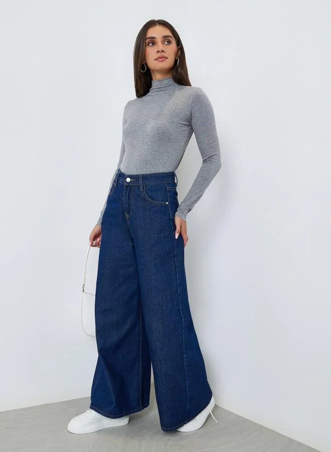 Styli Women Grey Long Sleeve High Neck Top