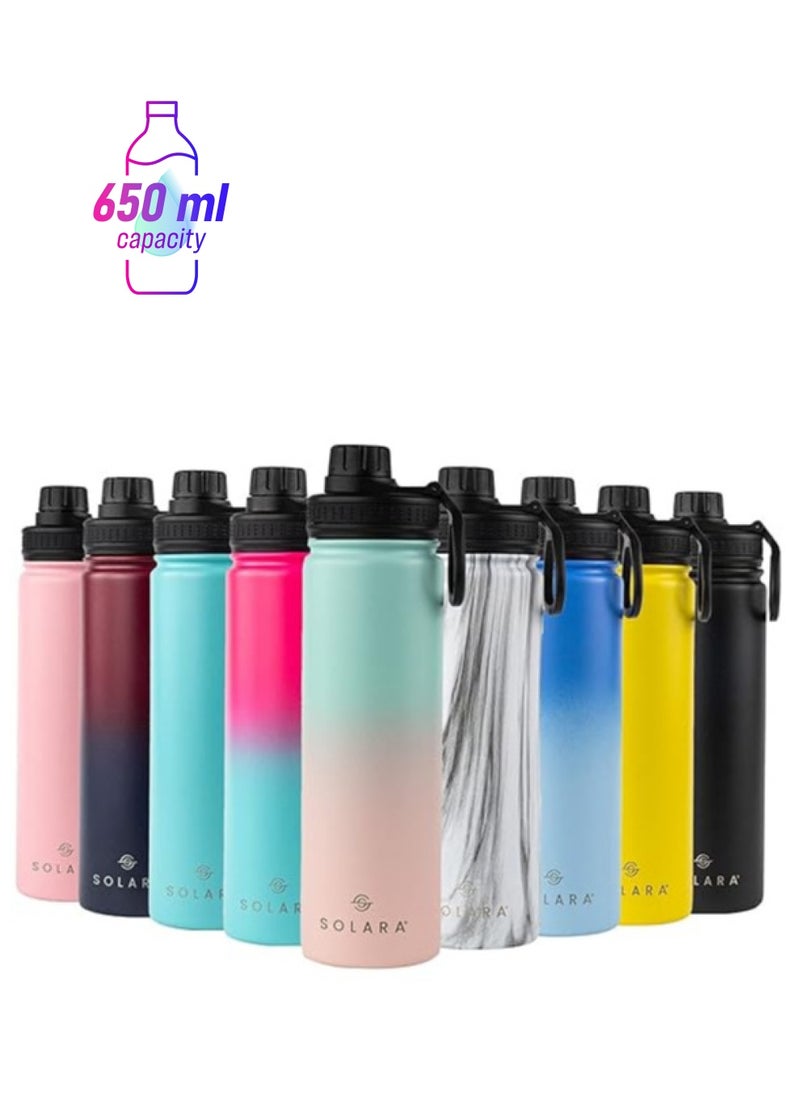 Atlasware SOLARA Insulated Water Bottle 650ml, Hot Water Bottle, Thermosteel Water Bottle for Travel, Home, Office, School, Gym, Adults, Water Bottle Hot and Cold, Sipper Bottle, Pink Teal  - Image 1