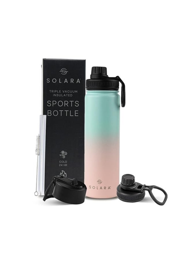 Atlasware SOLARA Insulated Water Bottle 650ml, Hot Water Bottle, Thermosteel Water Bottle for Travel, Home, Office, School, Gym, Adults, Water Bottle Hot and Cold, Sipper Bottle, Pink Teal  - Image 2