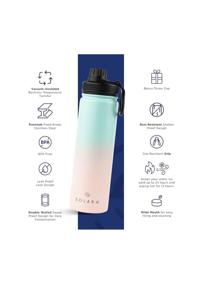 Atlasware SOLARA Insulated Water Bottle 650ml, Hot Water Bottle, Thermosteel Water Bottle for Travel, Home, Office, School, Gym, Adults, Water Bottle Hot and Cold, Sipper Bottle, Pink Teal  - Image 3