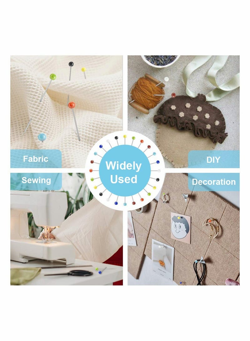 100 PCS Sewing Straight Pins, Craft Pins with Colorful Glass Heads, Multi-Purpose Dressmaking Pins 1.5inch Long - Image 4