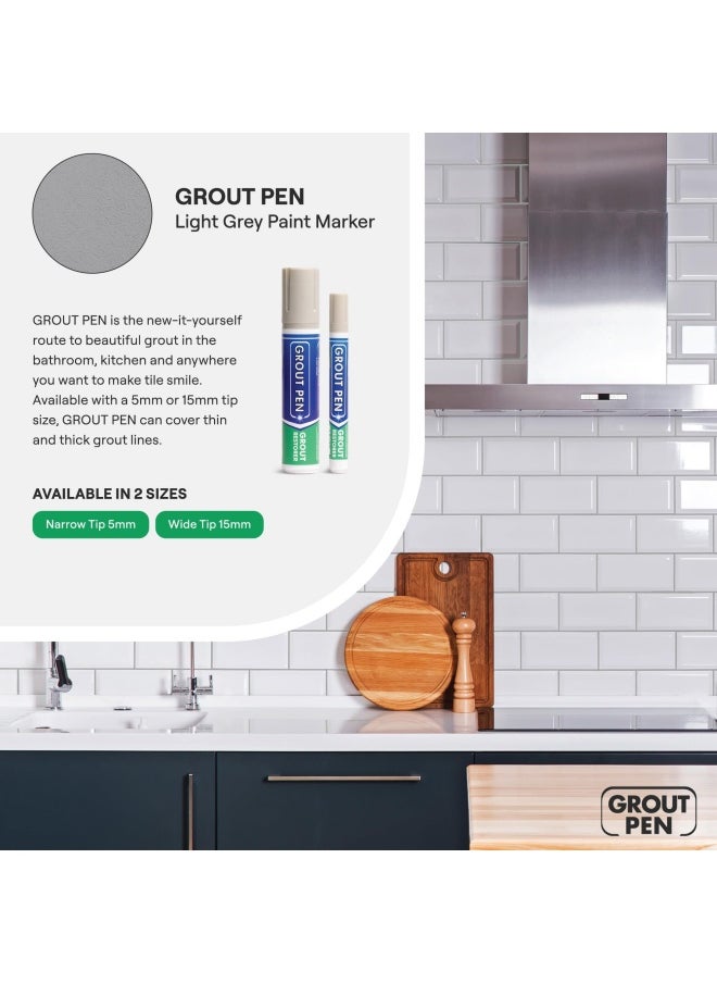 Generic - Grout Pen Light Grey Tile Paint Marker Waterproof Grout Paint Tile Grout Colorant And Sealer Pen Light Grey Narrow 5Mm Tip 7Ml - Image 1
