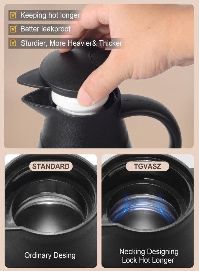 Tgvasz 70oz Thermal Coffee Carafe for keeping hot,Updated Carafes for hot liquid, Stainless Steel Insulated Thermal Pot for Coffee, Hot Water,Keep Hot 12 Hours (Black 2.1 L) - Image 2