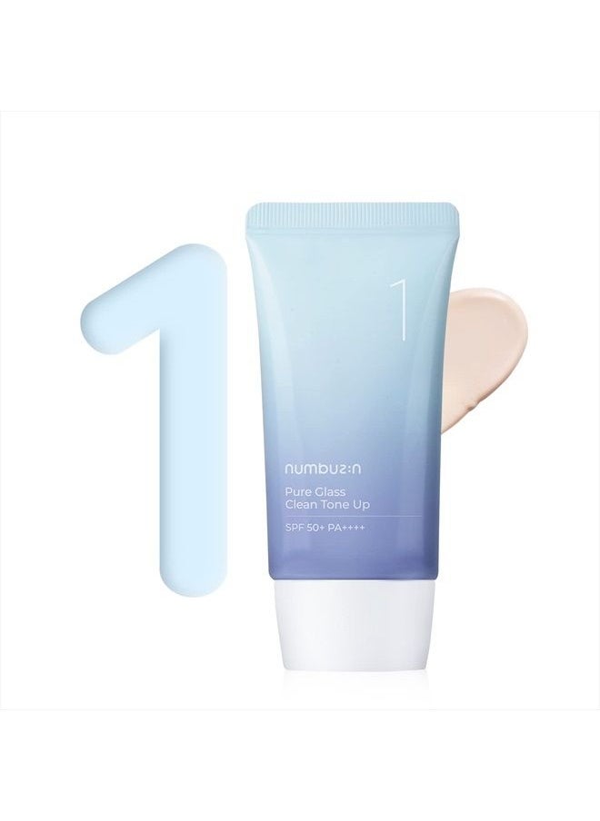 numbuzin No.1 Pure Glass Clean Tone Up | Brightening, Hyaluronic Acid, Glossy Finish, Tinted, Light Beige Color | 1.69 fl oz  - Image 1