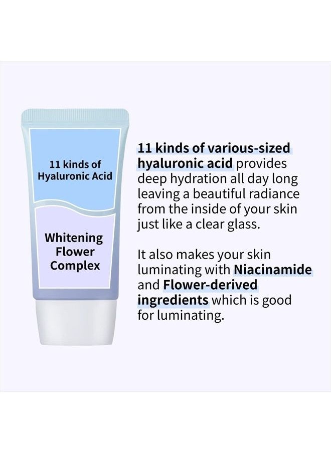 numbuzin No.1 Pure Glass Clean Tone Up | Brightening, Hyaluronic Acid, Glossy Finish, Tinted, Light Beige Color | 1.69 fl oz  - Image 4
