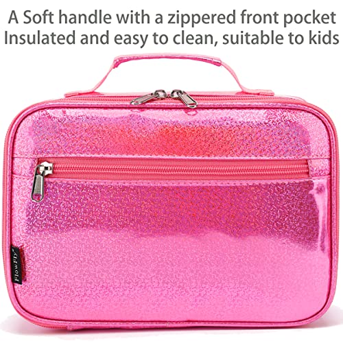 FlowFly Kids Lunch box Insulated Soft Bag Mini Cooler Back to School Thermal Meal Tote Kit for Girls, Boys,Pink - Image 2