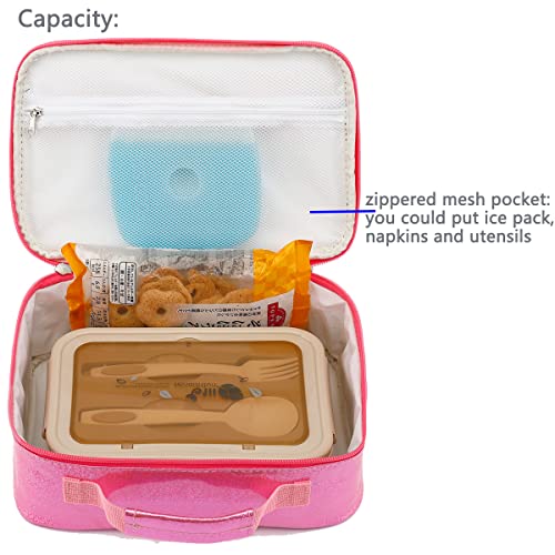 FlowFly Kids Lunch box Insulated Soft Bag Mini Cooler Back to School Thermal Meal Tote Kit for Girls, Boys,Pink - Image 4