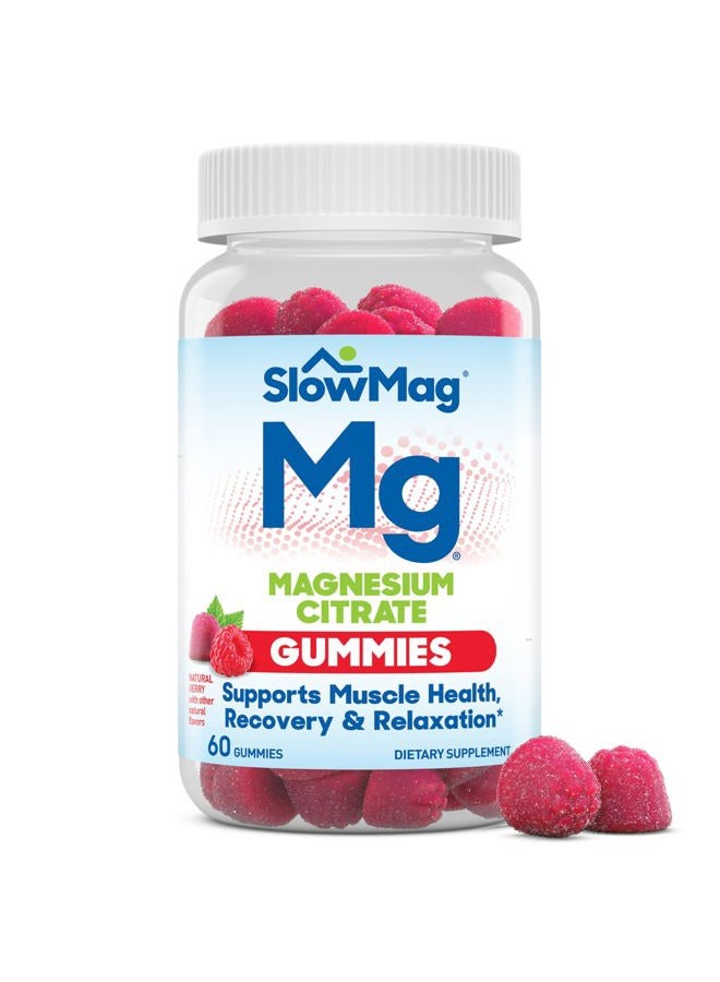 Slow-Mag SlowMag Magnesium Citrate Gummies - Supports Muscle Health, Recovery & Relaxation, Natural Berry Flavored, 60 Count - Image 1