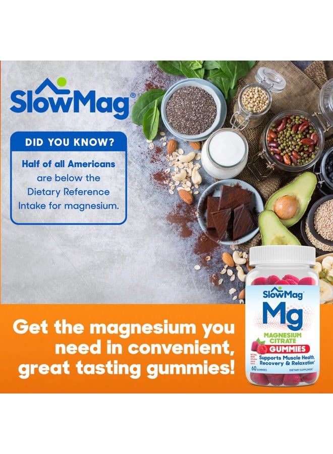 Slow-Mag SlowMag Magnesium Citrate Gummies - Supports Muscle Health, Recovery & Relaxation, Natural Berry Flavored, 60 Count - Image 5