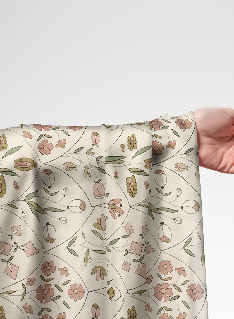 فيلاتو Ø¬Ù„Ø§Ø¨ÙŠØ© Ù…Ø®ÙˆÙŠØ± Ø¨ØªØµÙ…ÙŠÙ… Ø²Ù‡ÙˆØ± Ø¨Ø§Ù„Ù„ÙˆÙ† Ø§Ù„Ø¨ÙŠØ¬ ÙˆØ§Ù„ÙˆØ±Ø¯ÙŠ Ù…Ù† Ù‚Ù…Ø§Ø´ Ø­Ø±ÙŠØ± Ø§Ù„Ù„ÙŠÙ„ Ø¹Ø±Ø§Ù…Ù†ÙŠ Ø¨Ø§Ù„ÙŠØ§Ø±Ø¯Ø©ØŒ Ø¹Ø±Ø¶ 58 Ø¨ÙˆØµØ© - Image 1