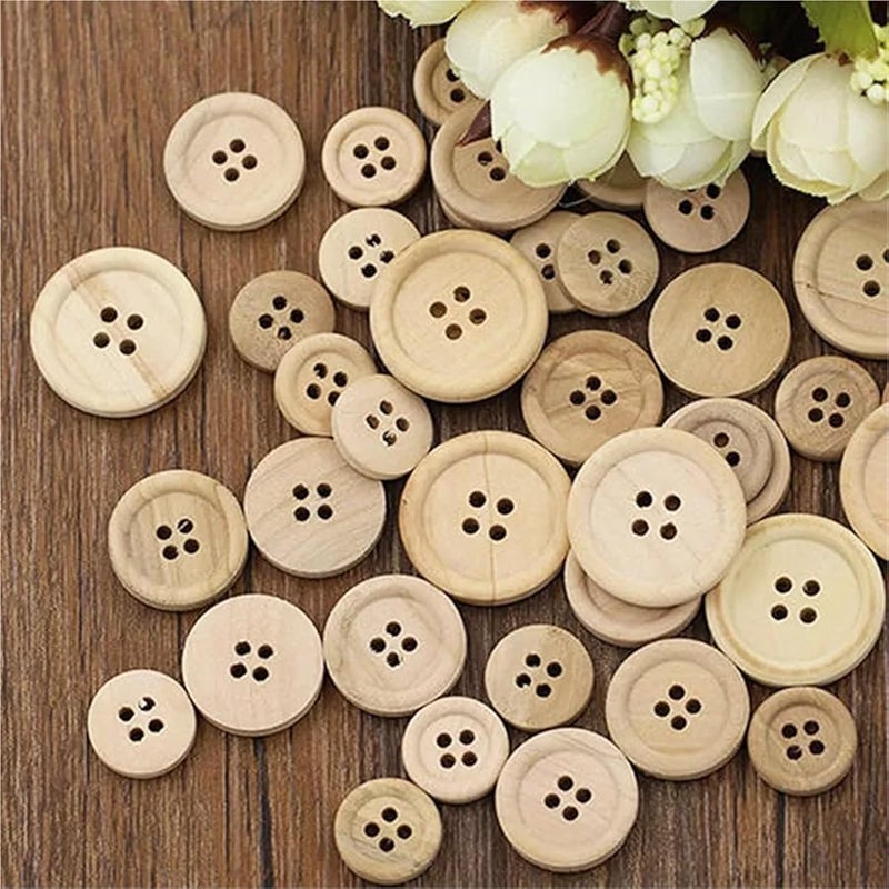 Natural Color Round 4 Hole Sewing Buttons 300pcs 20mm For Shirts Clothes And Crafts Decorations - Image 5
