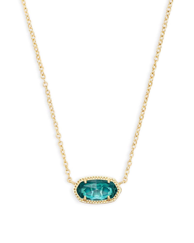 Kendra Scott Elisa Short Pendant Necklace for Women, Dainty Fashion Jewelry, 14K Gold-Plated Brass, London Blue Clear Glass - Image 1