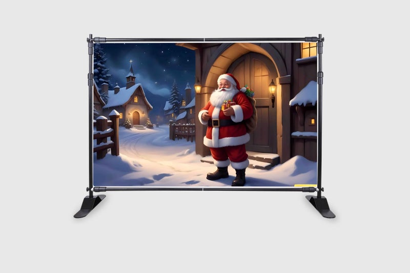 Backdropon Christmas Santa Claus Backdrop, White Snowflake Xmas Photography Background Kids Photo Studio Booth Photographer Props Party Decoration Size 5Feet Height & 8Feet Width(5 * 8) - Image 2