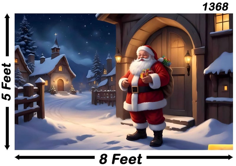 Backdropon Christmas Santa Claus Backdrop, White Snowflake Xmas Photography Background Kids Photo Studio Booth Photographer Props Party Decoration Size 5Feet Height & 8Feet Width(5 * 8) - Image 3