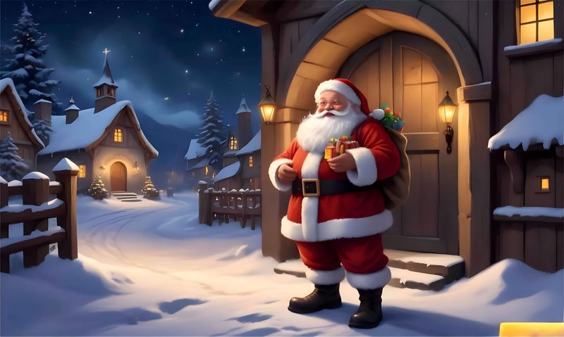 Backdropon Christmas Santa Claus Backdrop, White Snowflake Xmas Photography Background Kids Photo Studio Booth Photographer Props Party Decoration Size 5Feet Height & 8Feet Width(5 * 8) - Image 1