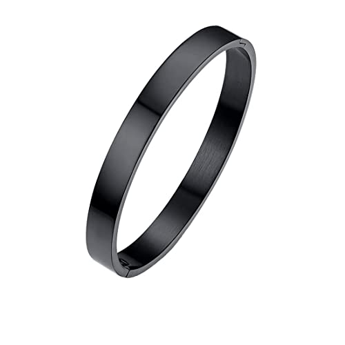 MEENAZ Black Kada Bracelet for Men, Boys, Brother, Boyfriend - Stainless Steel Open Bracelet - Fashion Jewelry Birthday Gift - Image 1