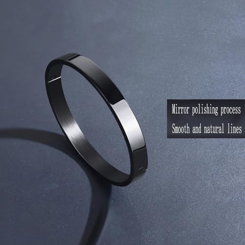 MEENAZ Black Kada Bracelet for Men, Boys, Brother, Boyfriend - Stainless Steel Open Bracelet - Fashion Jewelry Birthday Gift - Image 2