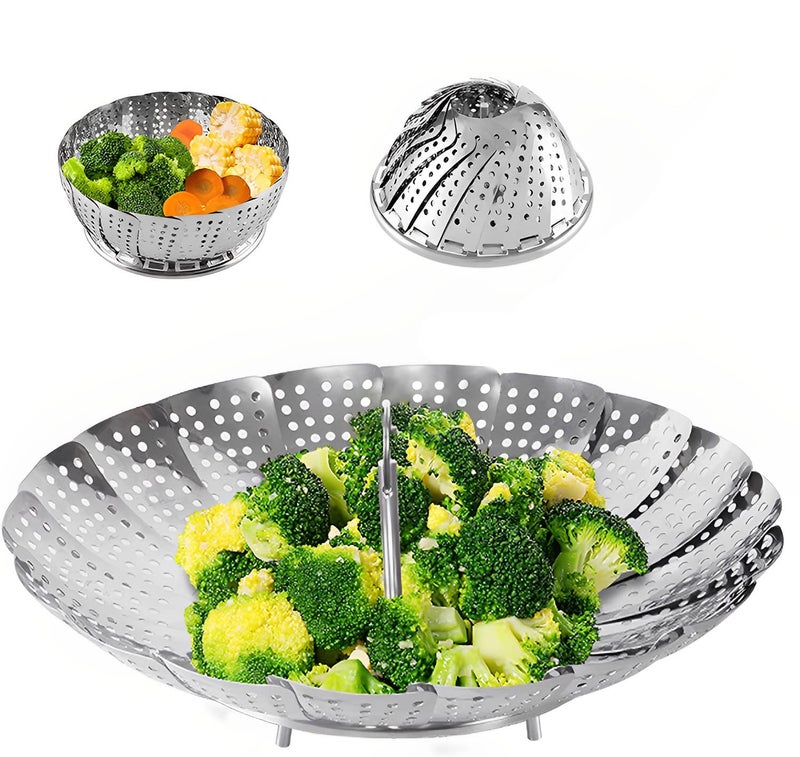 SYGA Stainless Steel Vegetable Steamer Basket/Insert for Pots, Pans, Crock Pots & More. 6.3" to 10.3" - Image 1