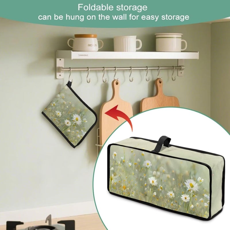 ZDCUSTOM Daisy Floral 2 Slice Thin Toaster Cover with Hanging Loop Long Slot Toaster Oven Kitchen Small Appliance Bread Maker Machine Dust Cover - Image 5