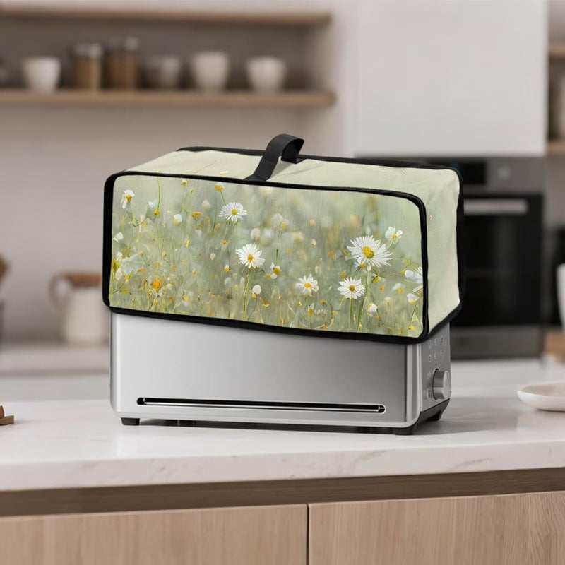 ZDCUSTOM Daisy Floral 2 Slice Thin Toaster Cover with Hanging Loop Long Slot Toaster Oven Kitchen Small Appliance Bread Maker Machine Dust Cover - Image 2
