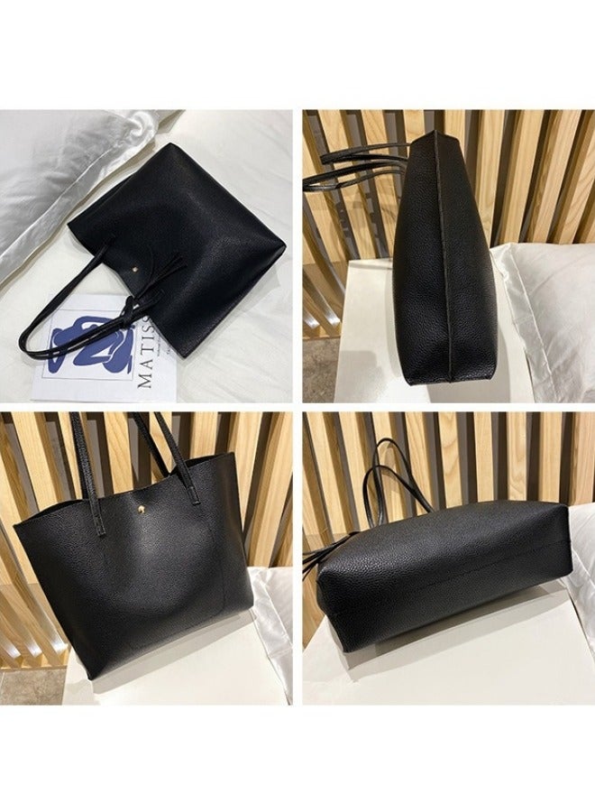 Women's Large Capacity Tote Bag, Ladies PU Leather Bucket Bag Shoulder Bag Shopping Bag Handbag Clutch Bag, Daily Commuter Sling Bag Carry Bag Side Bag for Girls and College Students  - Image 3