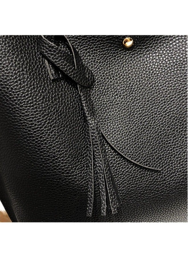 Women's Large Capacity Tote Bag, Ladies PU Leather Bucket Bag Shoulder Bag Shopping Bag Handbag Clutch Bag, Daily Commuter Sling Bag Carry Bag Side Bag for Girls and College Students  - Image 4